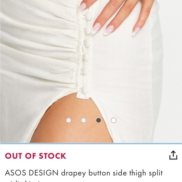 ASOS drapey button side split in cream. Size 4 cotton lining - Picture 10 of 10
